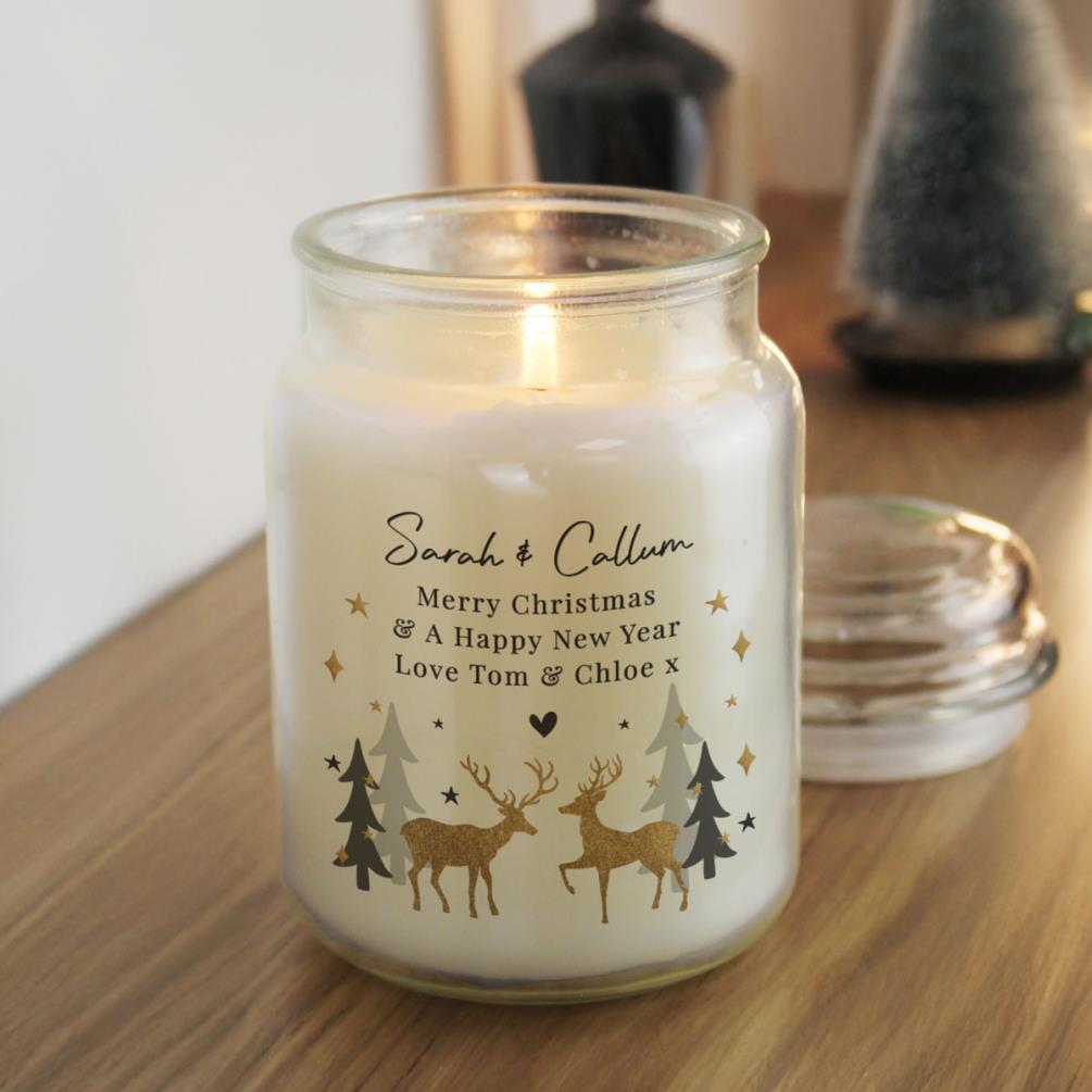 Personalised Christmas Reindeer Large Jar Candle Extra Image 3